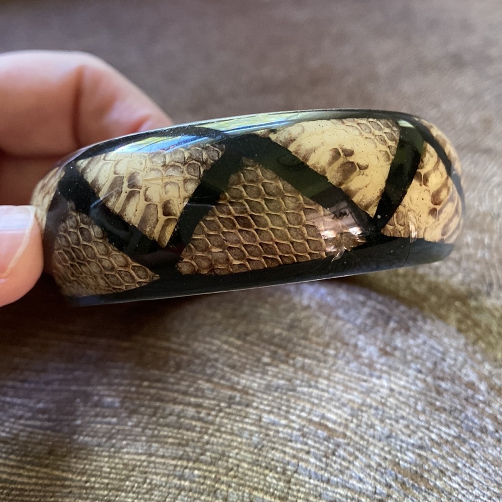 Vintage Python Print Bangle Bracelet - image 2
